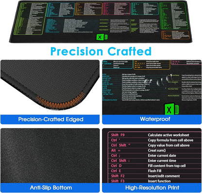 Excel - Cheat Sheet Layout Mouse Pad Over 150 Excel Shortcuts || select your size